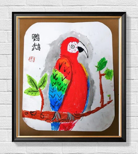 和鹦鹉的合照画画图片 - 智慧妈咪网