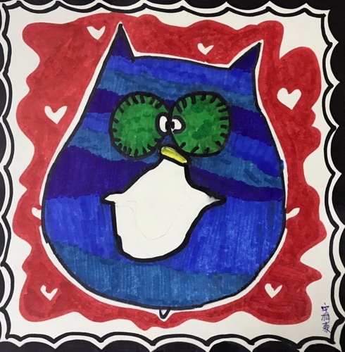 猫头鹰绘画图片