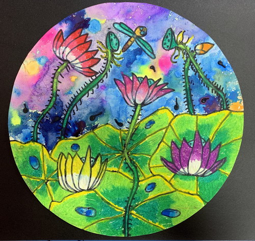 炫彩荷花绘画获奖作品