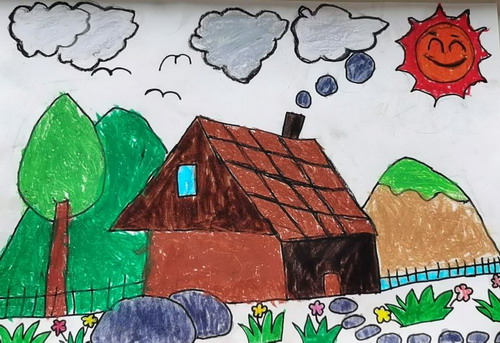 乡村二年级绘画