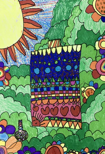 五彩心愿瓶绘画作品