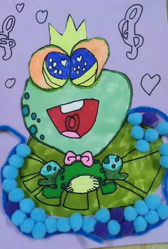 爱唱歌的小青蛙绘画作品