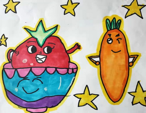 快到碗里来儿童绘画