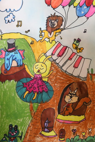 森林动物开会儿童画图片