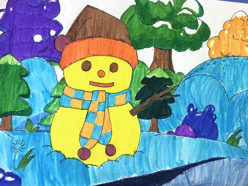 雪人六年级绘画