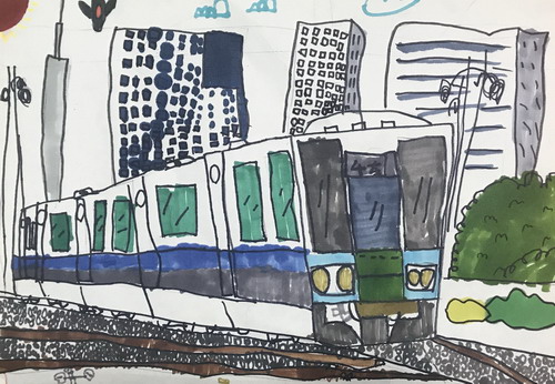 城市电车创意画简单好看