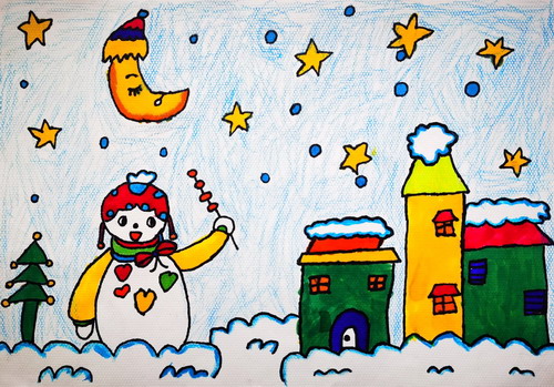 下雪啦儿童绘画简单