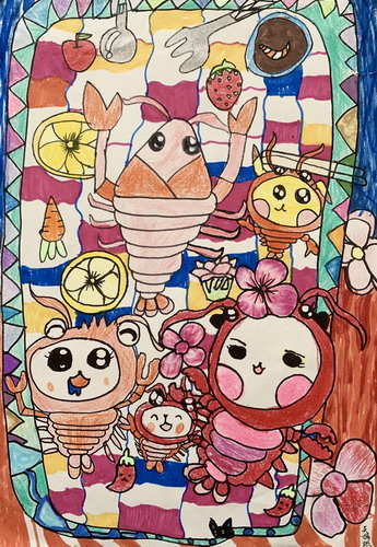 龙虾画画图片