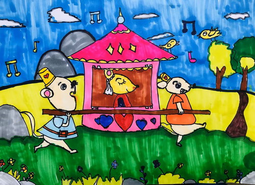 老鼠嫁女儿创意画