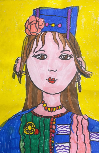 民族少女手绘图片