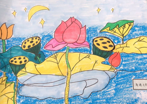 荷塘月色绘画漂亮