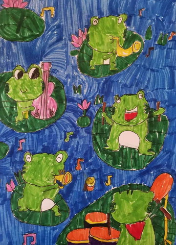 可爱的小青蛙手绘画一等奖
