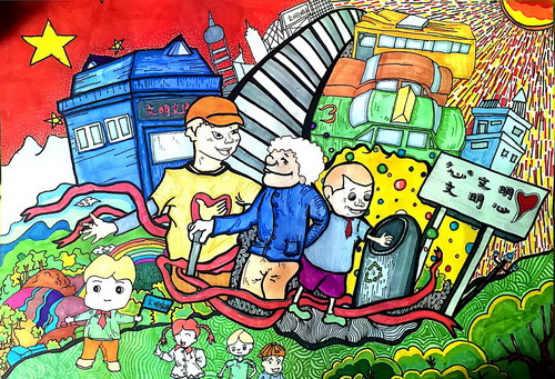 社会主义核心价值观之文明画画简单