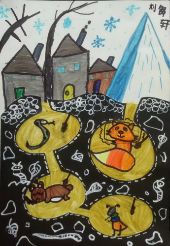 冬眠的小动物手绘图片