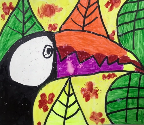 奇怪的大嘴鸟绘画作品