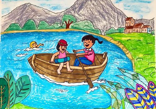 让我们荡起双桨儿童画获奖