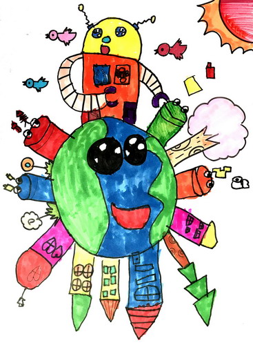 垃圾分类机器人手绘画一等奖