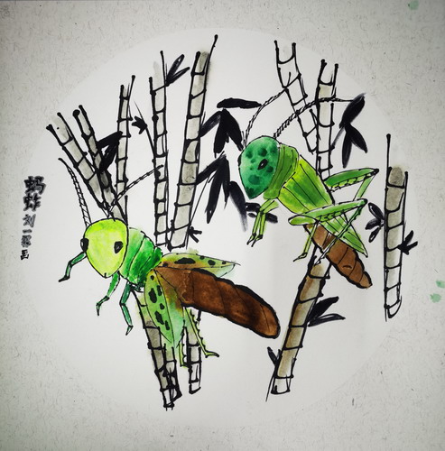 竹林小憩儿童插画