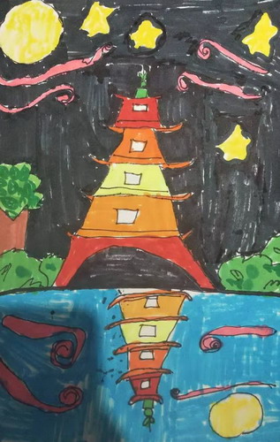 雄伟的塔画画图片