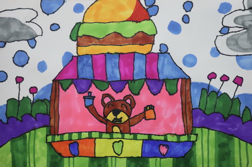 小熊汉堡店画画好看