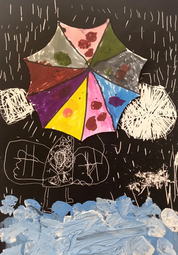 美丽的下雨天儿童画