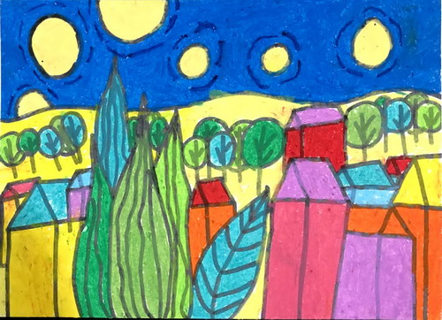  魔法月亮儿童绘画简单