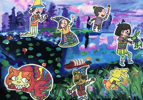 湖心精灵一年级绘画