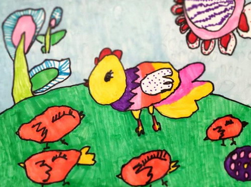 小鸡也疯狂四年级绘画