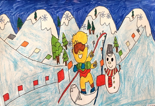 迎冬奥会儿童画图片