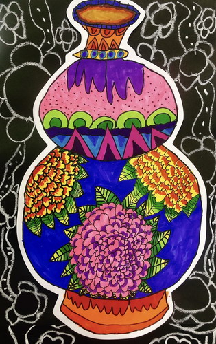 景泰蓝花瓶儿童绘画一等奖