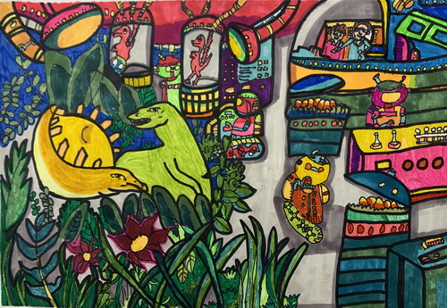 恐龙实验室幼儿园绘画