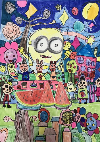 派对之夜创意画一等奖