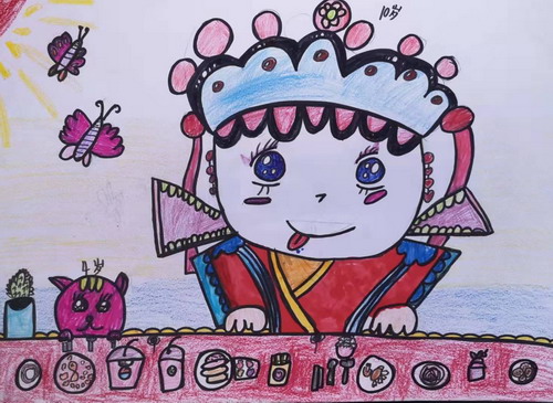 可爱的京剧小女孩绘画作品