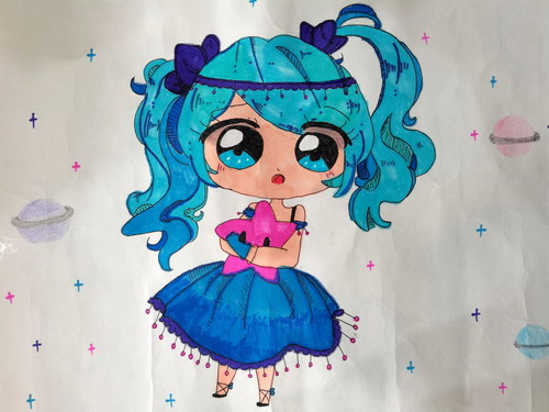 星空少女创意画一等奖