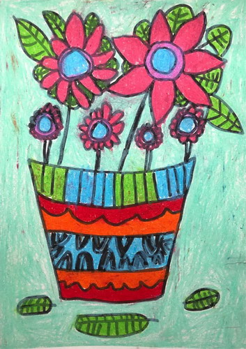 花盆儿童画创意