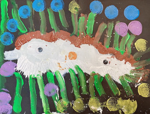 大海深处的小刺豚儿童画一等奖