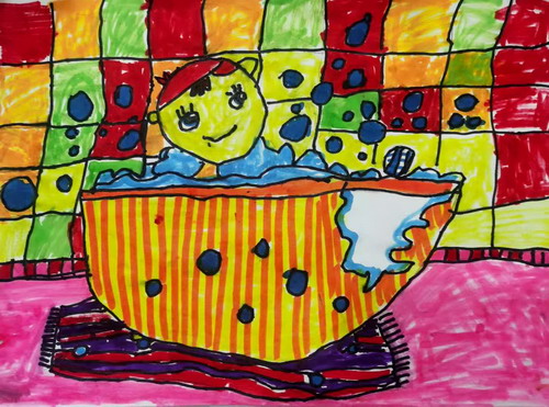 我爱洗澡绘画图片