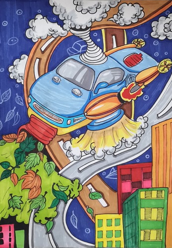 未来清扫机二年级绘画