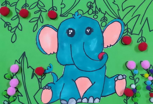 可爱的大象儿童绘画获奖