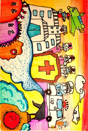 万众一心 你我同行 儿童画一等奖