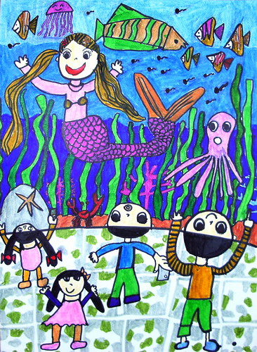 海洋馆的美人鱼绘画获奖