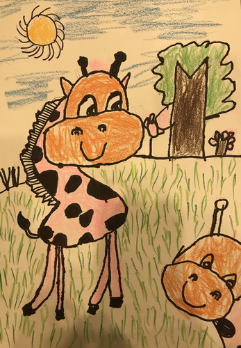 长颈鹿三年级儿童画