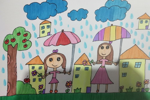 下雨了画画图片