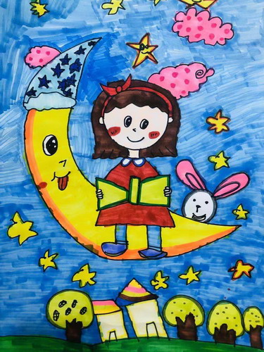 月儿弯弯画画作品