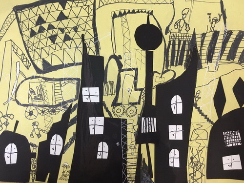 建筑工地儿童绘画