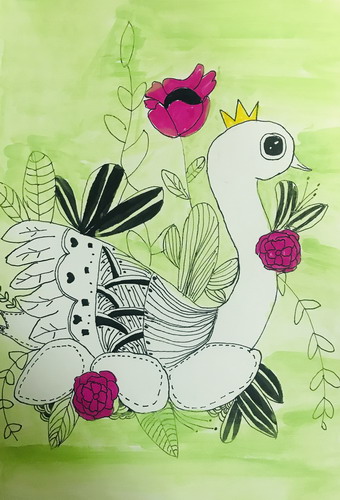 美丽的天鹅儿童画创意