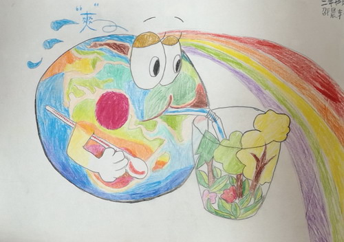 地球降温五年级绘画