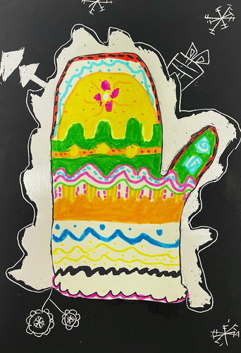 冬日里的手套绘画漂亮