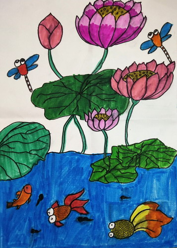 美丽的荷花儿童画获奖
