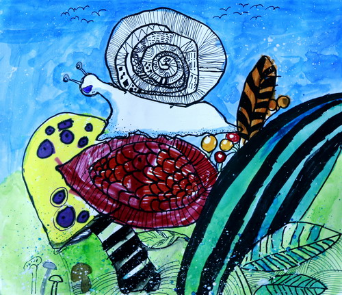 蜗牛乐园手绘画图片